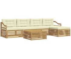 Lauko sofos komplektas 6 pcs Balta ir kreminė 79 x 79 x 37 cm