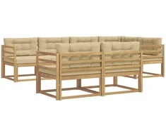 Lauko sofos komplektas 6 pcs Balta ir kreminė Poliesteris