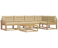 Lauko sofos komplektas 6 pcs Balta ir kreminė 79 x 79 x 37 cm
