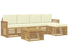 Lauko sofos komplektas 6 pcs Balta ir kreminė 59 x 59 x 37 cm