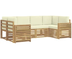 Lauko sofos komplektas 6 pcs Balta ir kreminė