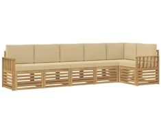 Lauko sofos komplektas 6 pcs Balta ir kreminė