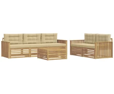 Lauko sofos komplektas 6 pcs Balta ir kreminė