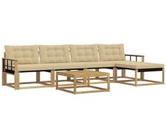 Lauko sofos komplektas 6 pcs Balta ir kreminė 79 x 79 x 37 cm