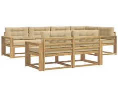 Lauko sofos komplektas 6 pcs Balta ir kreminė Poliesteris