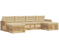 Lauko sofos komplektas 6 pcs Balta ir kreminė