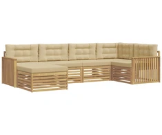 Lauko sofos komplektas 6 pcs Balta ir kreminė