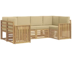 Lauko sofos komplektas 6 pcs Balta ir kreminė