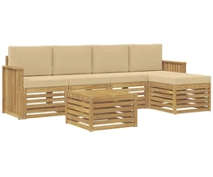 Lauko sofos komplektas 6 pcs Balta ir kreminė 59 x 59 x 37 cm
