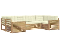 Lauko sofos komplektas 6 pcs Balta ir kreminė