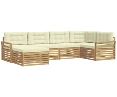 Lauko sofos komplektas 6 pcs Balta ir kreminė