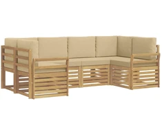 Lauko sofos komplektas 6 pcs Balta ir kreminė