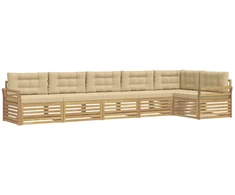 Lauko sofos komplektas 6 pcs Balta ir kreminė