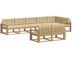 Lauko sofos komplektas 6 pcs Balta ir kreminė Poliesteris
