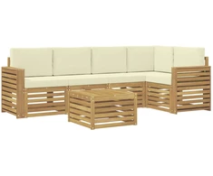 Lauko sofos komplektas 6 pcs Balta ir kreminė 59 x 59 x 37 cm