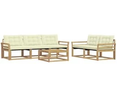 Lauko sofos komplektas 6 pcs Balta ir kreminė 79 x 79 x 37 cm