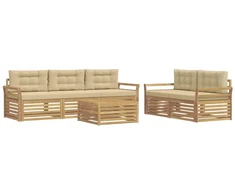 Lauko sofos komplektas 6 pcs Balta ir kreminė