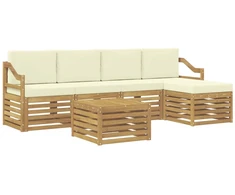 Lauko sofos komplektas 6 pcs Balta ir kreminė 59 x 59 x 37 cm