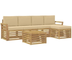 Lauko sofos komplektas 6 pcs Balta ir kreminė 59 x 59 x 37 cm