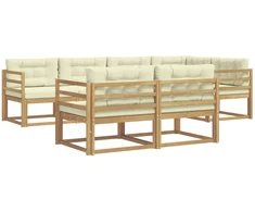 Lauko sofos komplektas 6 pcs Balta ir kreminė Poliesteris