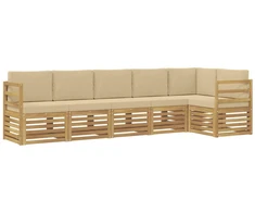 Lauko sofos komplektas 6 pcs Balta ir kreminė