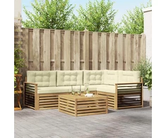 Lauko sofos komplektas 6 pcs Balta ir kreminė Poliesteris