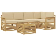 Lauko sofos komplektas 6 pcs Balta ir kreminė 59 x 59 x 37 cm