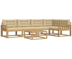 Lauko sofos komplektas 6 pcs Balta ir kreminė 79 x 79 x 37 cm