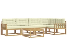 Lauko sofos komplektas 6 pcs Balta ir kreminė 79 x 79 x 37 cm