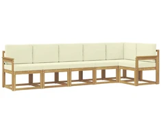 Lauko sofos komplektas 6 pcs Balta ir kreminė Poliesteris