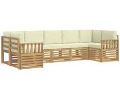 Lauko sofos komplektas 6 pcs Balta ir kreminė