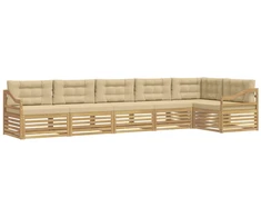 Lauko sofos komplektas 6 pcs Balta ir kreminė