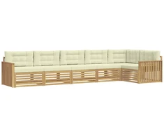 Lauko sofos komplektas 6 pcs Balta ir kreminė