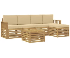 Lauko sofos komplektas 6 pcs Balta ir kreminė 59 x 59 x 37 cm