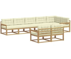 Lauko sofos komplektas 6 pcs Balta ir kreminė Poliesteris