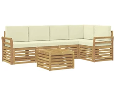 Lauko sofos komplektas 6 pcs Balta ir kreminė 59 x 59 x 37 cm