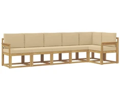 Lauko sofos komplektas 6 pcs Balta ir kreminė Poliesteris