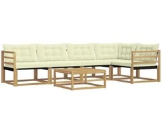 Lauko sofos komplektas 6 pcs Balta ir kreminė 79 x 79 x 37 cm