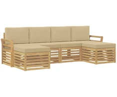 Lauko sofos komplektas 6 pcs Balta ir kreminė