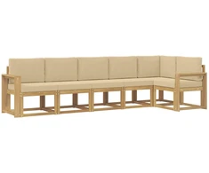 Lauko sofos komplektas 6 pcs Balta ir kreminė Poliesteris