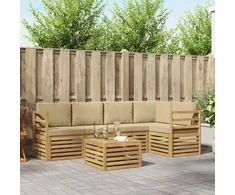 Lauko sofos komplektas 6 pcs Balta ir kreminė 59 x 59 x 37 cm