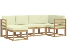 Lauko sofos komplektas 6 pcs Balta ir kreminė Poliesteris