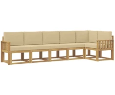 Lauko sofos komplektas 6 pcs Balta ir kreminė Poliesteris