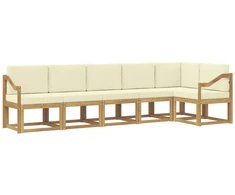Lauko sofos komplektas 6 pcs Balta ir kreminė Poliesteris