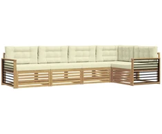 Lauko sofos komplektas 6 pcs Balta ir kreminė Poliesteris