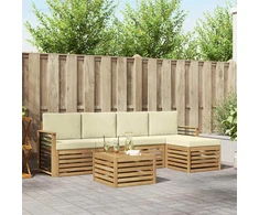 Lauko sofos komplektas 6 pcs Balta ir kreminė 59 x 59 x 37 cm