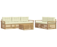 Lauko sofos komplektas 6 pcs Balta ir kreminė