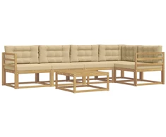 Lauko sofos komplektas 6 pcs Balta ir kreminė 79 x 79 x 37 cm