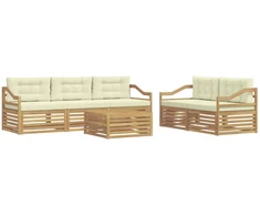 Lauko sofos komplektas 6 pcs Balta ir kreminė