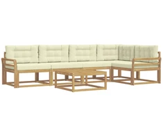 Lauko sofos komplektas 6 pcs Balta ir kreminė 79 x 79 x 37 cm
